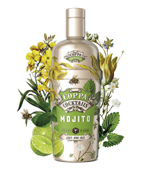 Coppa Mojito 0.7 L este un cocktail cubanez gata de servit cu rom alb, lime și mentă.