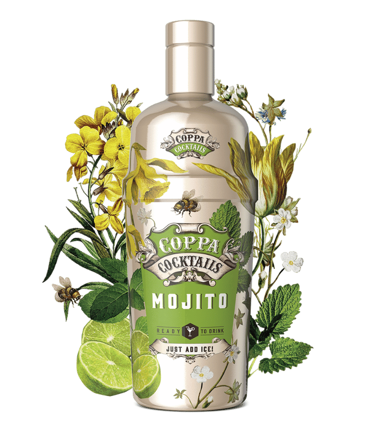 Coppa Mojito 0.7 L este un cocktail cubanez gata de servit cu rom alb, lime și mentă.
